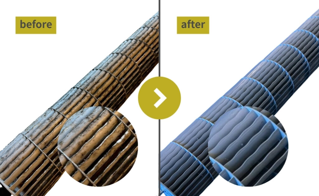 エアコン送風ファンのビフォーアフター｜カビ・ホコリを分解洗浄で除去｜姫路市のエアコンクリーニング